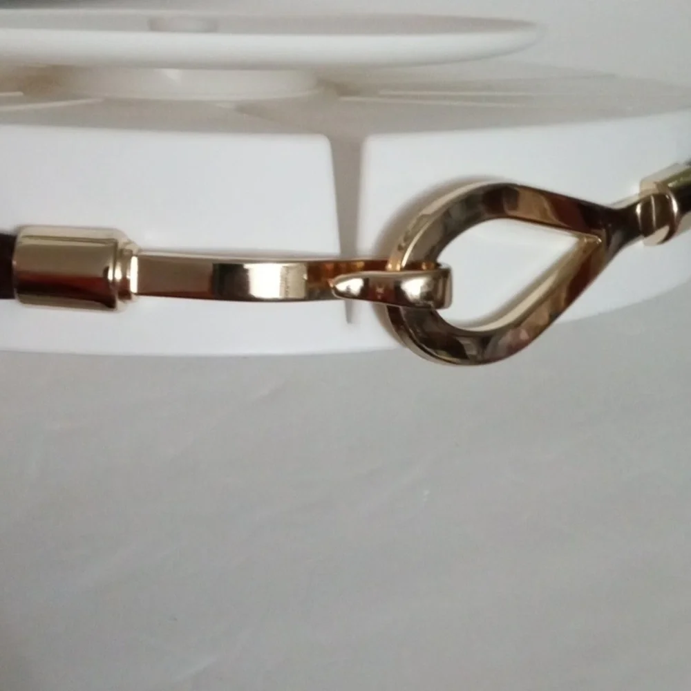 Women's Amiee Lynn Belt sz M/L Brown with Gold Hardware Adjustable back
